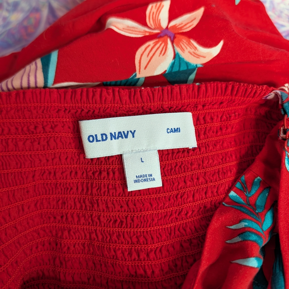 Old Navy Fit And Flare Red Floral Cami Dress Size L With Measurement NWOT - Picture 4 of 9